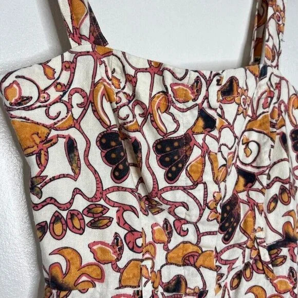 House Of Harlow 1960 Linen Blend Floral Print Sleeveless Romper Size 6 Women - Picture 3 of 12